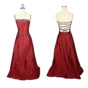 Vintage Y2K ZUM ZUM 2-Pc Corset Back Strapless Dress 5/6 Formal Bridesmaid Vamp